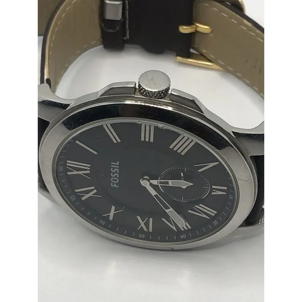 Fossil FS4973 Men's Brown Leather Analog Black Dial Quartz Genuine Watch OP669